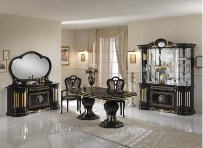 Classic design dining table Italian style furniture tables black gold