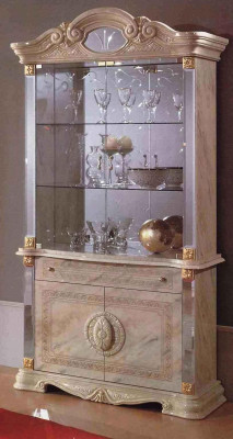 Luxury display showcase glass cabinet modern style wood living room