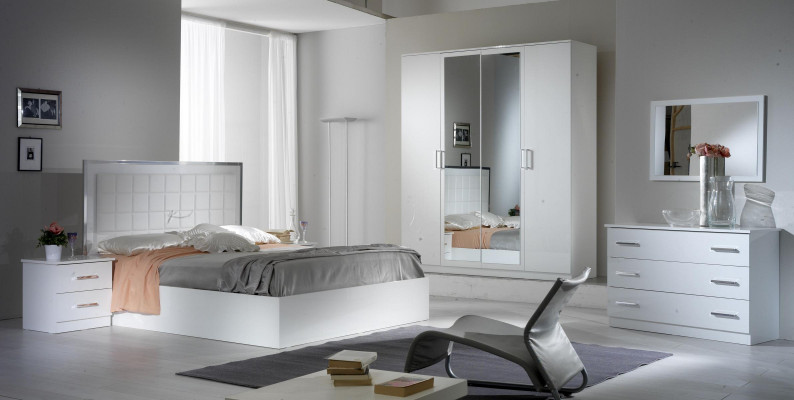 Bed 2x Nightstand 3-piece Bedroom Set Design Modern Luxury Bed Group New
