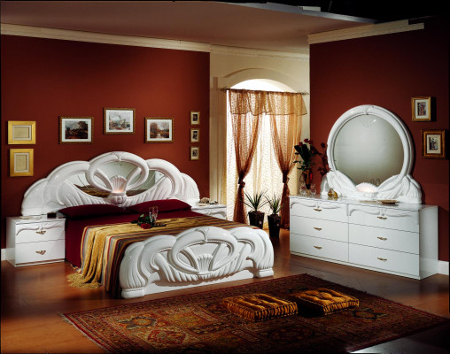Classic bed, baroque style double wood hotel beds, bedroom 180x200cm new