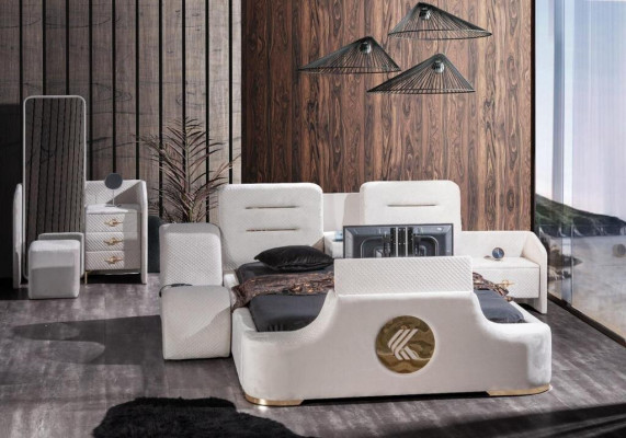 Double bed beds modern luxury stools multifunction bed design velvet