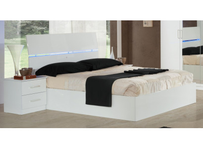 Double bed, bed, 2x nightstands, wood design, modern style beds, 3-piece, LED light