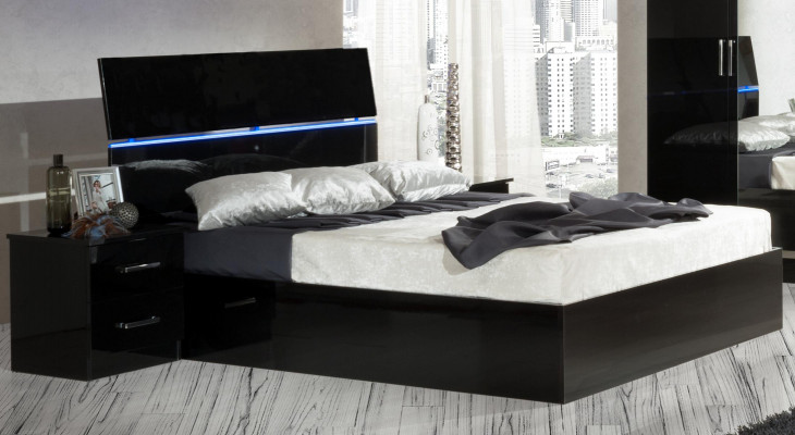 Design bedroom 3-piece. Bed 2x nightstand luxury bed set furniture LED light
