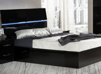 Design bedroom 3-piece. Bed 2x nightstand luxury bed set furniture LED light