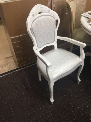 Chair White Silver Design Living Room Dining Room Wood Chairs Upholstered Made in Italy