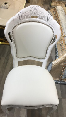 Chair White Silver Design Living Room Dining Room Wood Chairs Upholstered Made in Italy