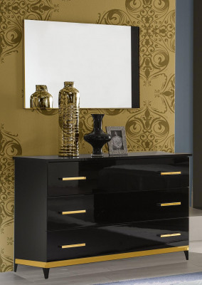 High-gloss sideboard cabinet wooden mirror dresser console set of 2