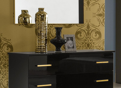 High-gloss sideboard cabinet wooden mirror dresser console set of 2