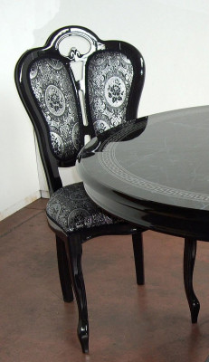 Chair Black Silver Design Living Room Dining Room Wood Chairs Upholstery Made in Italy
