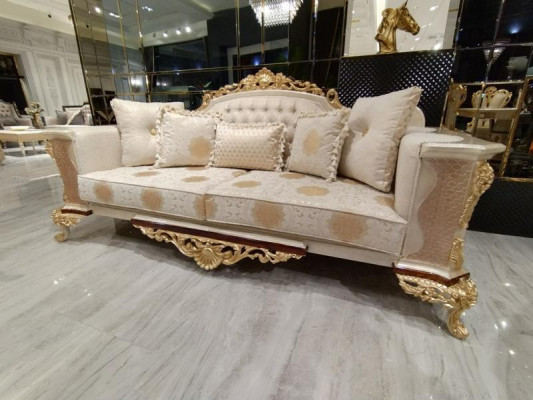 Sofa set 311 + wooden coffee table living room luxury sofa Chesterfield fabric new