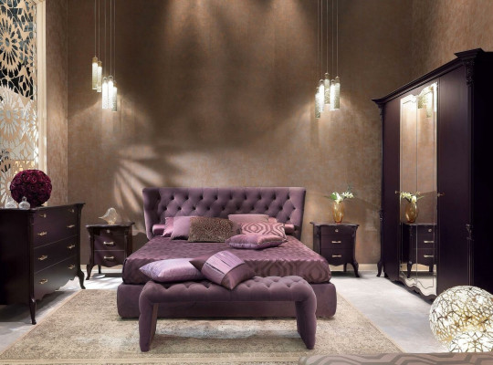 Bedroom Italian furniture set luxury Chesterfield 6-piece solid wood