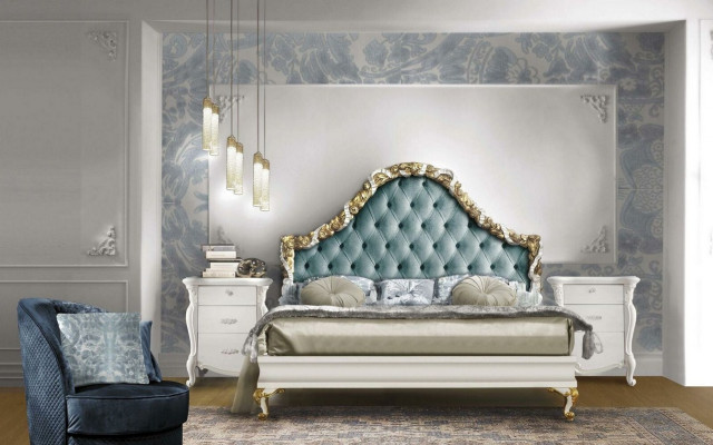3-piece bedroom set bed with 2 bedside nightstands console hotel beds double upholstered