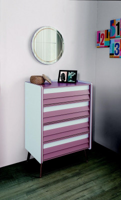 Chest of drawers with mirror wood dresser furniture cabinet children's room pink new