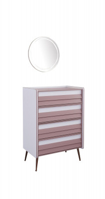 Chest of drawers with mirror wood dresser furniture cabinet children's room pink new