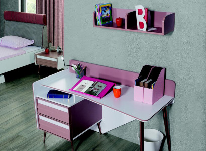 Desk Wood Pink Table Desks Shelf Furniture Youth Room Design