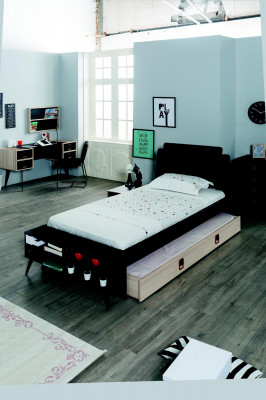 Modern desk with youth room wall shelf designer furniture black new