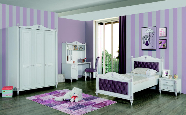 Designer bed bedside table bedroom youth room set furniture 2-piece beds