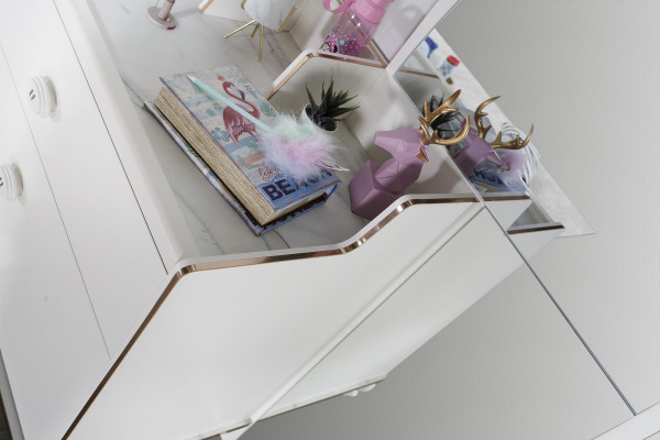 Children's Room Desk Bookshelf 2-Piece Set Wood Shelf Furniture White