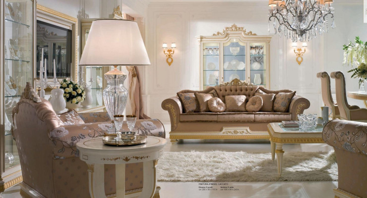Luxury Three-Seater Sofa 3 Seater Fabric Sofas Design Baroque Living Room