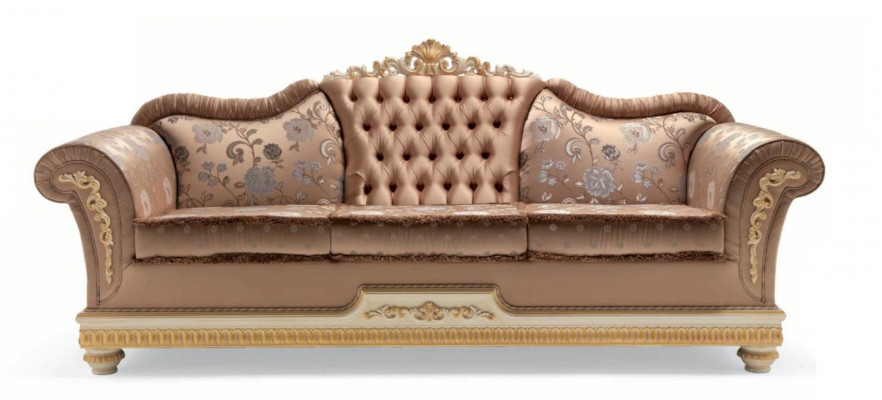 Luxury Three-Seater Sofa 3 Seater Fabric Sofas Design Baroque Living Room