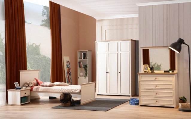 Wardrobe Beige Cabinet Children's Room Shelves Youth Children
