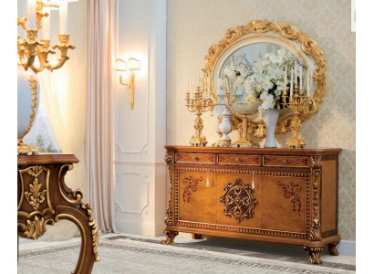Brown wood sideboard for the dining room - elegant furniture cabinet sideboard