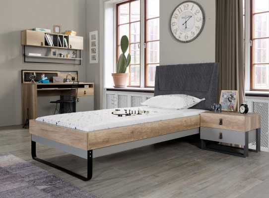 Designer youth room bedroom bed nightstand desk 3-piece.
