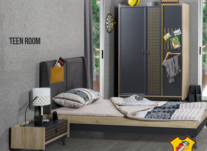 Designer children's room bedroom nightstand bed wardrobe 3-piece set