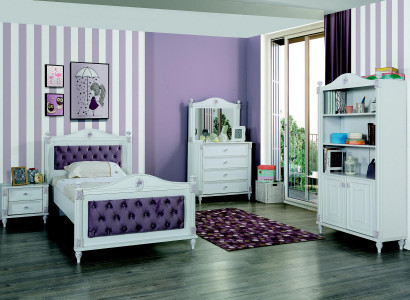 Design youth room set bed bedside tables chest of drawers complete 4-piece set.