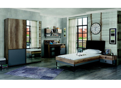 Modern youth room set bed nightstand table bedroom wall shelf 6-piece set.