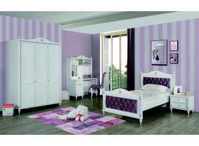 Children's room set furniture bed nightstand wardrobe furniture set 4-piece