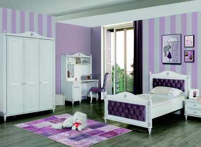 Children's room set furniture bed nightstand wardrobe furniture set 4-piece