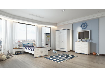 Children's room set bed nightstand wardrobe dresser bedroom 6-piece.