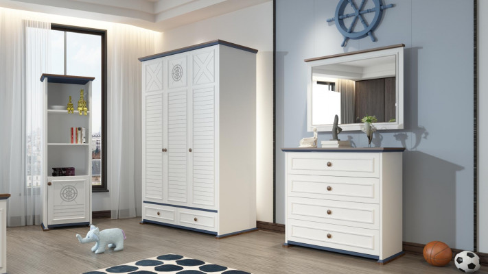 Children's room set bed nightstand wardrobe dresser bedroom 6-piece.