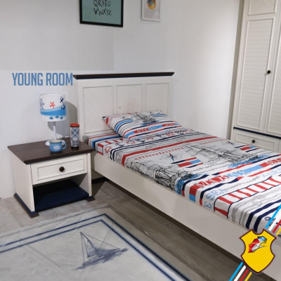 Children's room complete set bed nightstand wardrobe dresser mirror 6-piece