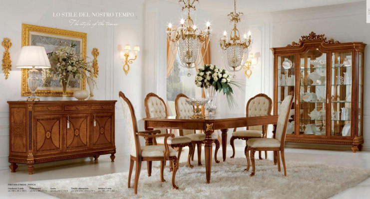 Luxury dining group dining room dining table chair display cabinet sideboard set 8-piece