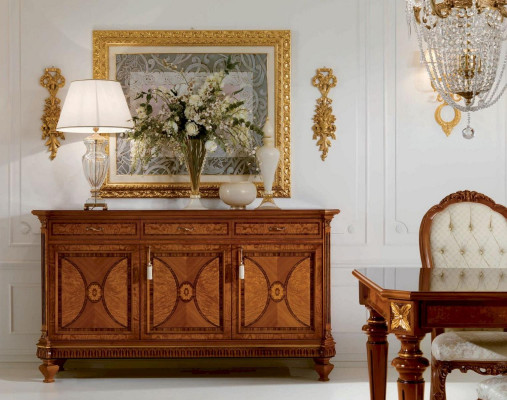 Luxury dining group dining room dining table chair display cabinet sideboard set 8-piece