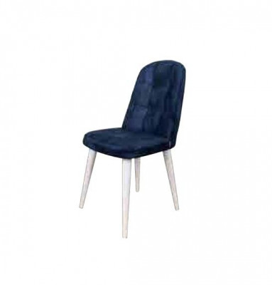 High green chair with black wooden legs and a soft back for the dining room