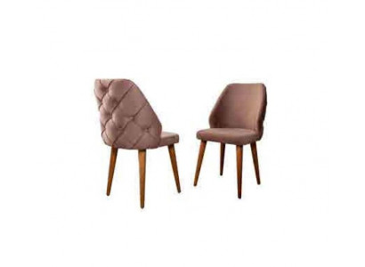 Wooden upholstered chair beige back Chesterfield on wooden legs for dining room