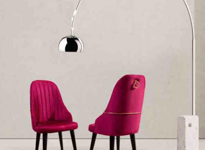 Wooden soft pink chair on black legs for the dining room, new model.
