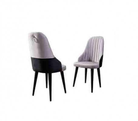 Wooden soft pink chair on black legs for the dining room, new model.