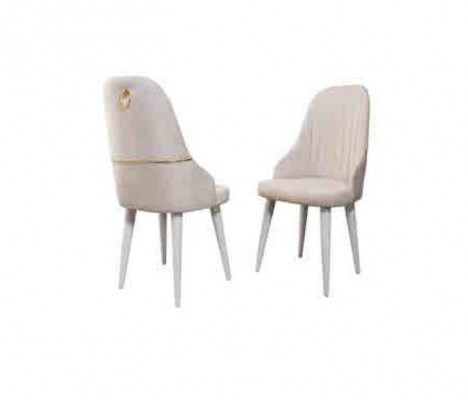 Wooden soft pink chair on black legs for the dining room, new model.