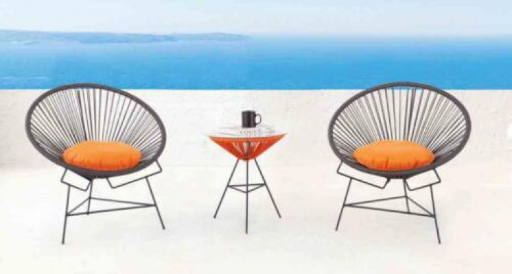 Chair Set Suite 2x Armchair Table Chairs Cushions Garden Furniture Terrace