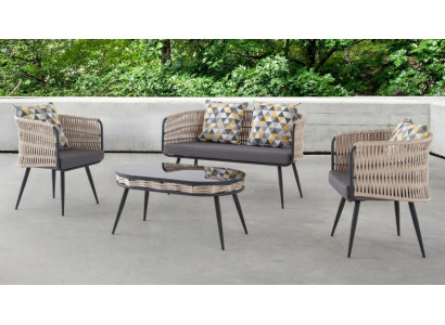 Garden furniture sofa set table stool armchair porch seating groups 4-piece set.