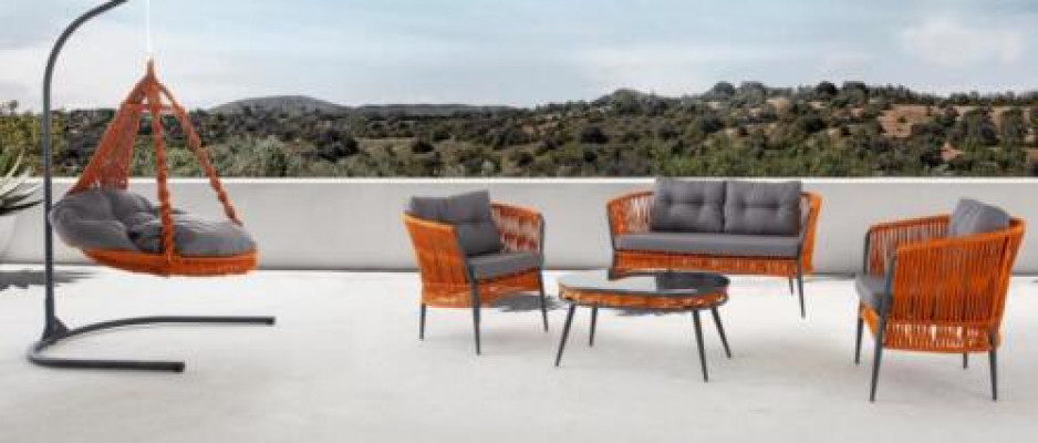 Orange garden seating furniture sofa set two-seater armchair coffee table set