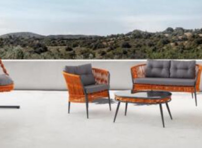 Orange garden seating furniture sofa set two-seater armchair coffee table set