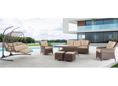 Garden furniture sofa set table armchair seating groups veranda stool 6-piece.