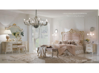 Luxury bedroom double bed nightstand set dressing table 7-piece