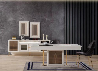 Luxury dining table 6x chairs designer modern wood furniture living room