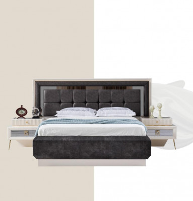Bedroom Modern Wood Textile Beds Bed Upholstered Bed Luxury Double